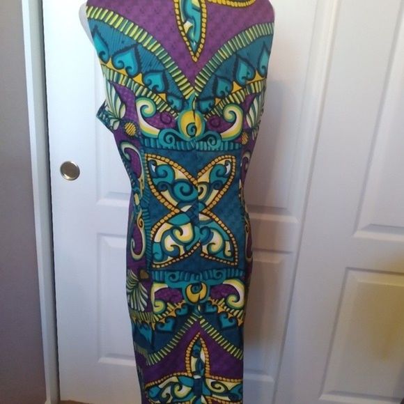 SHEATH TRIBAL PRINT SLEEVELESS PURPLE COMBO SZ 18 WOMENS 18 NWT - Picture 3 of 11